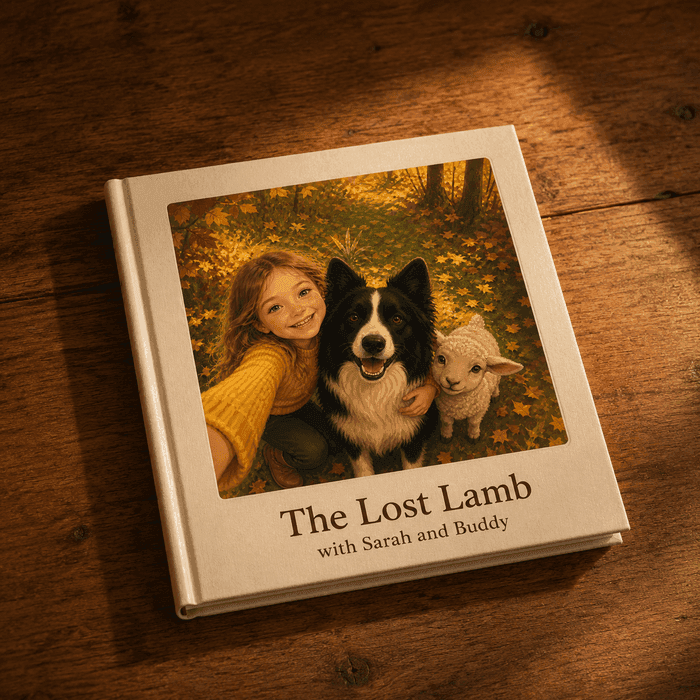 A finished printed Lost Lamb storybook on a table
